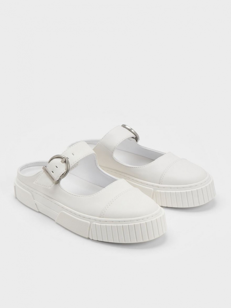 Charles & Keith Buckled Slip On Sneakers Weiß | 634TIKVHC