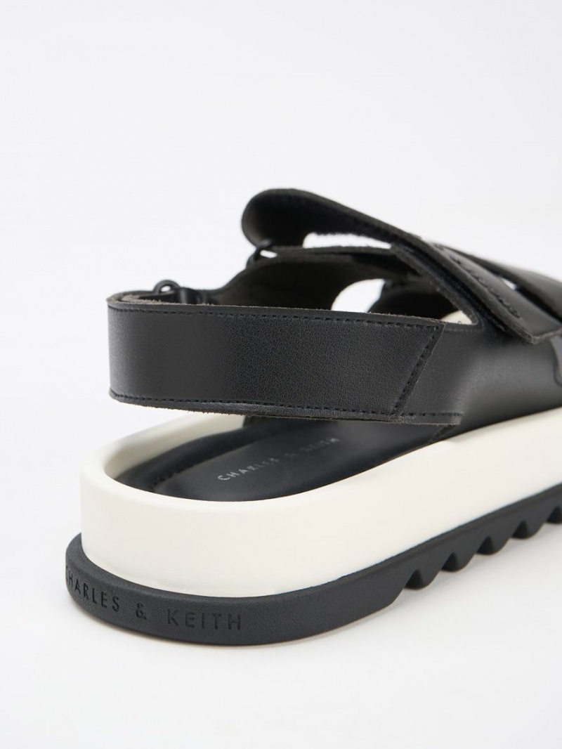 Charles & Keith Buckled Sports Plateausandalen Schwarz | 498YUEMSX