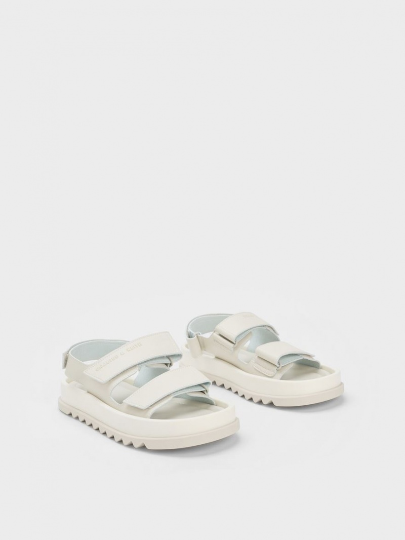 Charles & Keith Buckled Sports Plateausandalen Weiß | 936LUDBJO