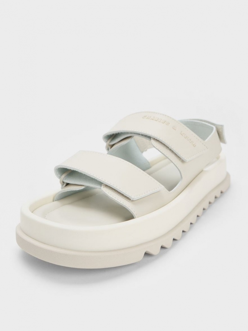 Charles & Keith Buckled Sports Plateausandalen Weiß | 936LUDBJO