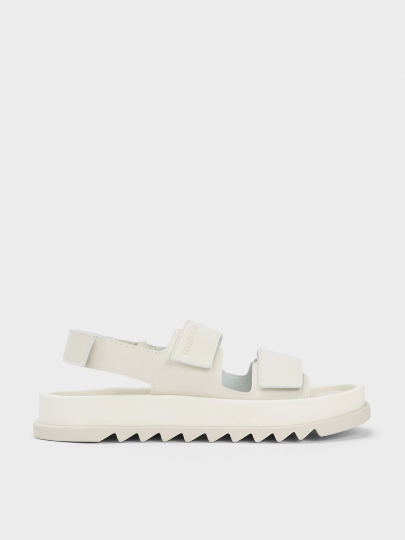 Charles & Keith Buckled Sports Plateausandalen Weiß | 936LUDBJO