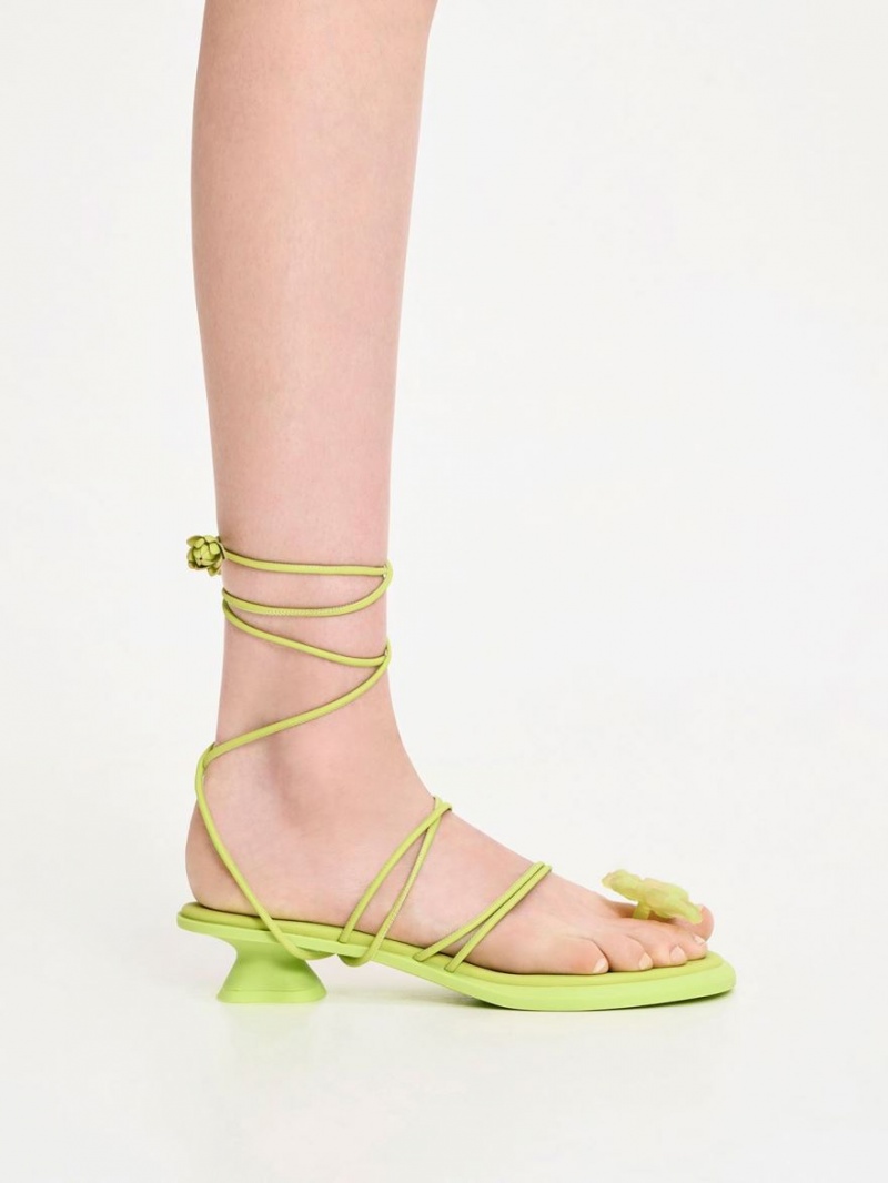 Charles & Keith Butterfly Tie-Around Sandalen Flach Hellgrün | 783XSKBUZ