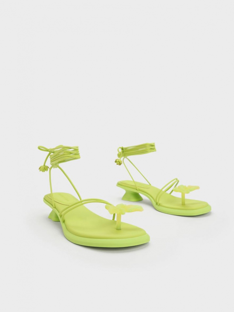 Charles & Keith Butterfly Tie-Around Sandalen Flach Hellgrün | 783XSKBUZ