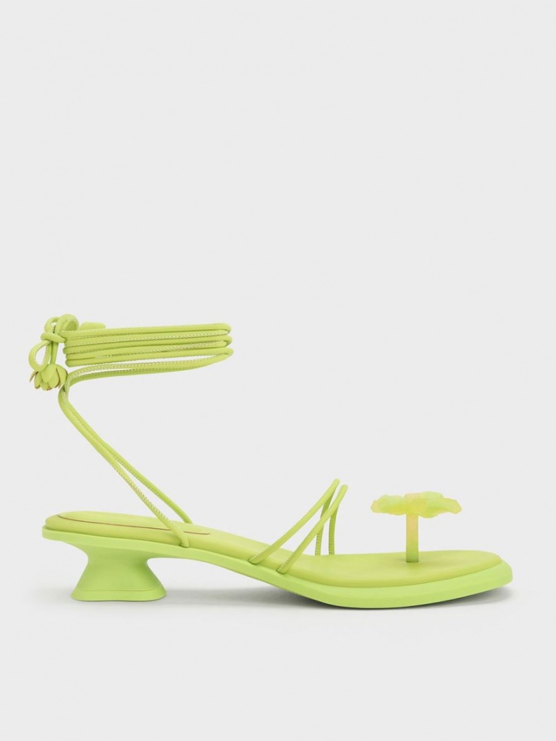 Charles & Keith Butterfly Tie-Around Sandalen Flach Hellgrün | 783XSKBUZ