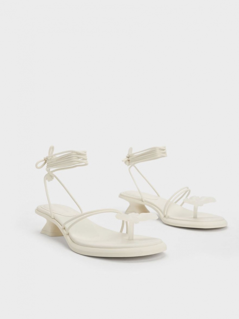 Charles & Keith Butterfly Tie-Around Sandalen Flach Weiß | 734RCKUTW