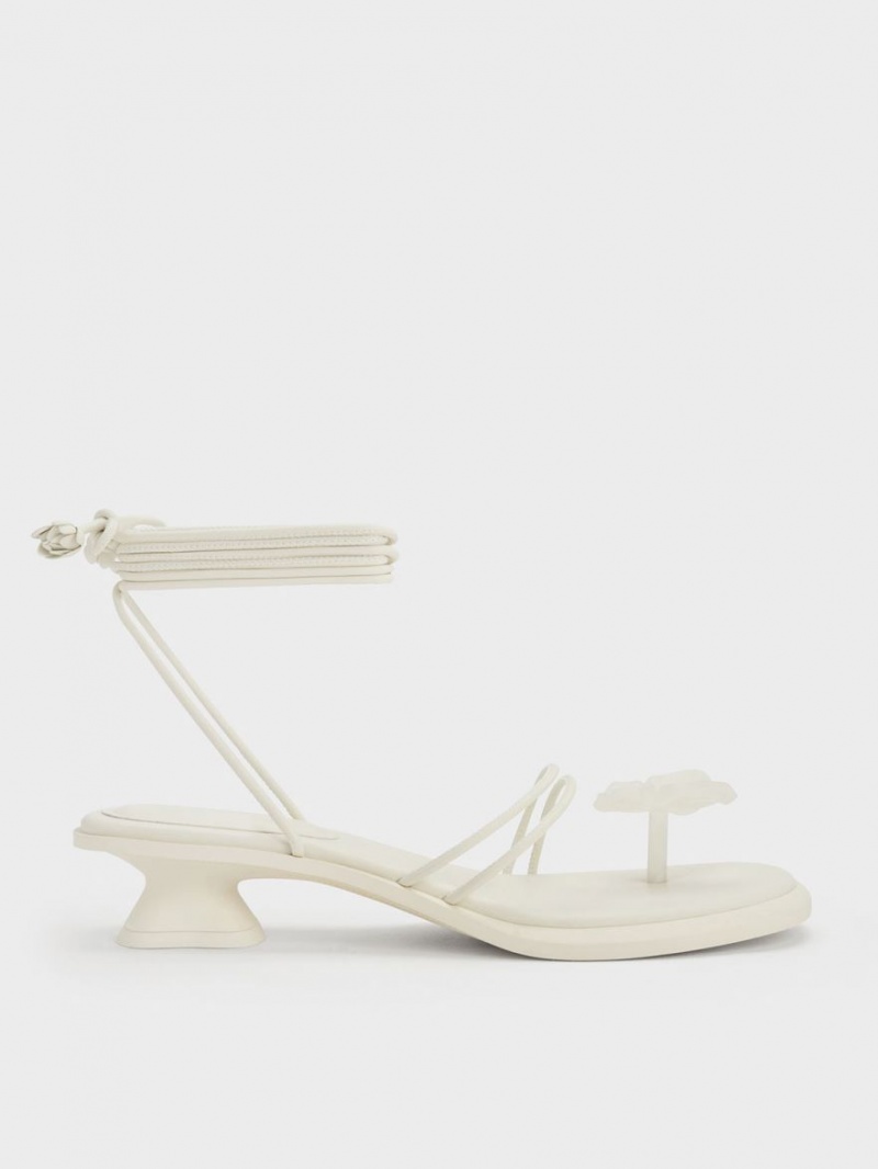 Charles & Keith Butterfly Tie-Around Sandalen Flach Weiß | 734RCKUTW