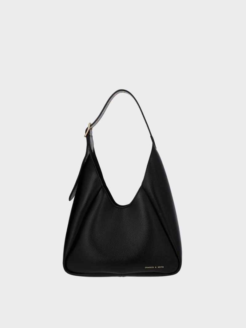 Charles & Keith Buzz Large Hobo Tasche Schwarz | 083OGTPKD