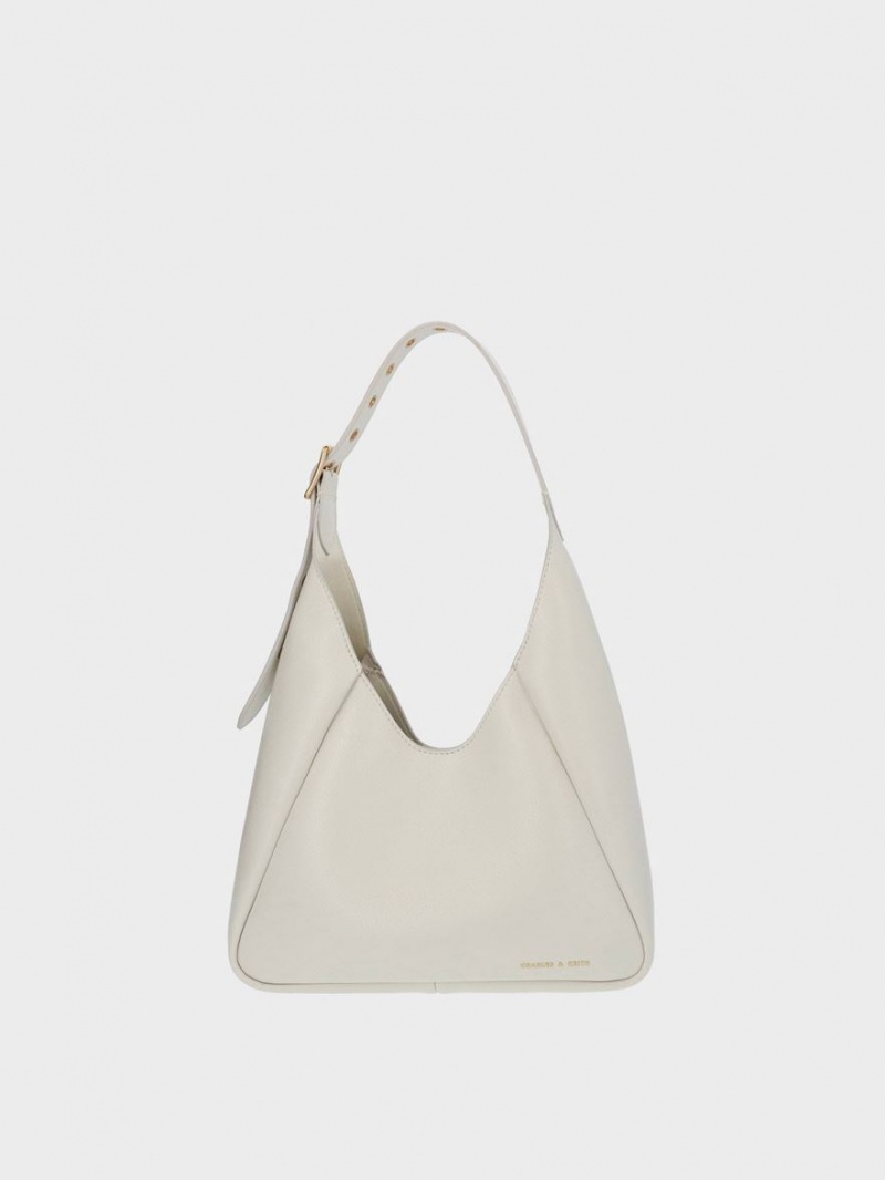 Charles & Keith Buzz Large Hobo Tasche Weiß | 650UIRAXP