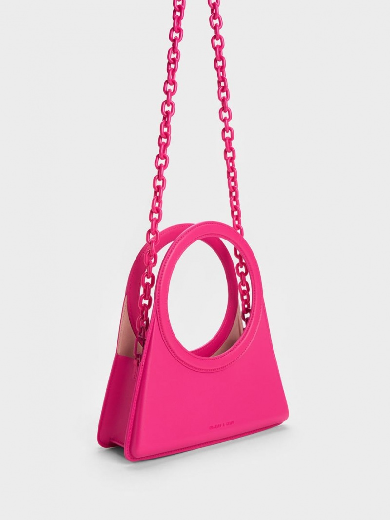 Charles & Keith Camelia Circle Handle Geometric Tragetaschen Fuchsie | 786UOEKBR