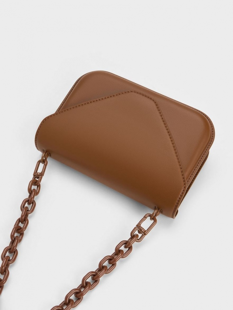 Charles & Keith Camelia Envelope Crossbody Taschen Schokolade | 305NJXTKQ