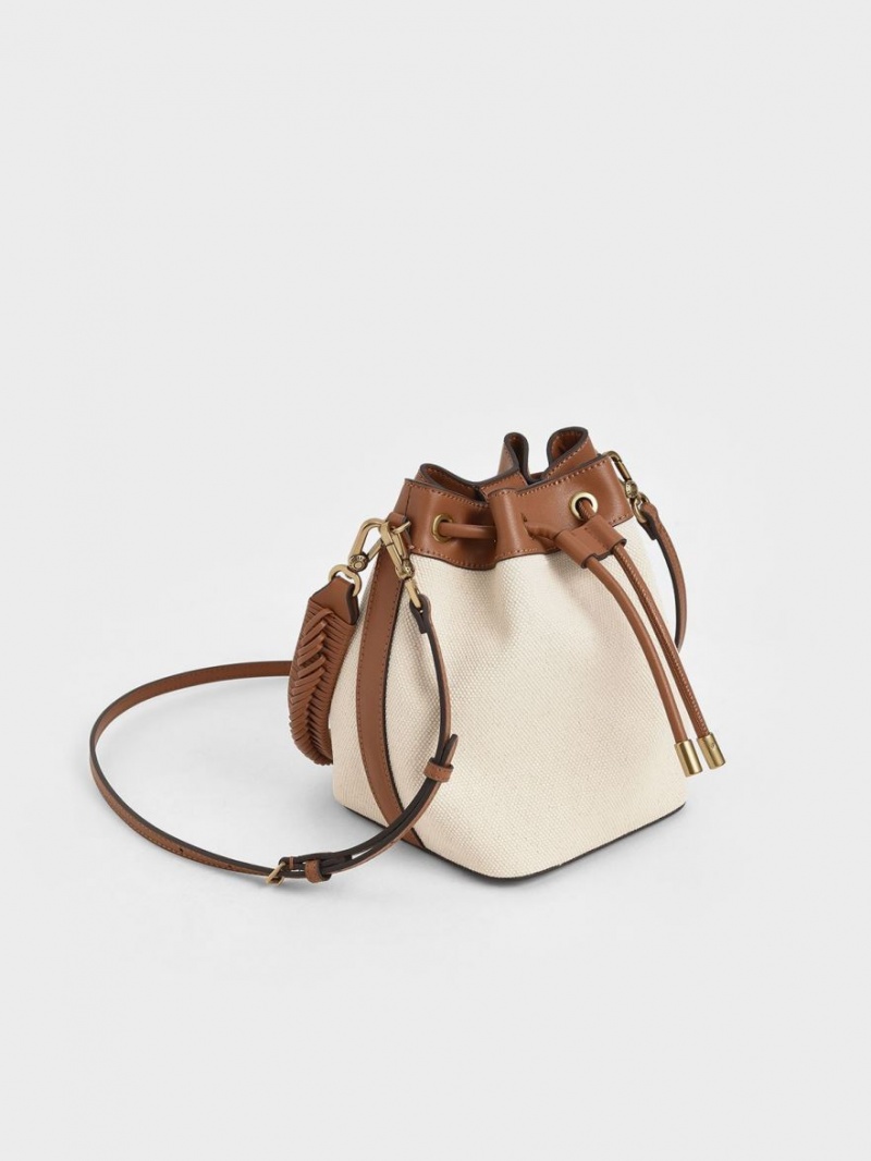 Charles & Keith Canvas Drawstring Bucket Tasche Braun | 807ATQWZJ