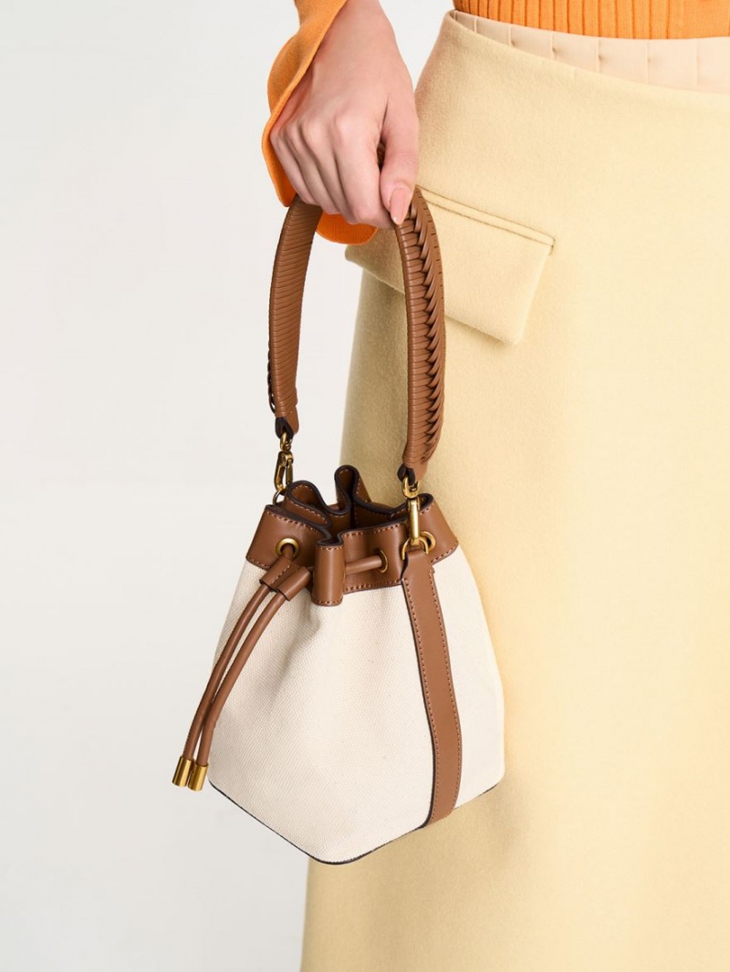 Charles & Keith Canvas Drawstring Bucket Tasche Braun | 807ATQWZJ