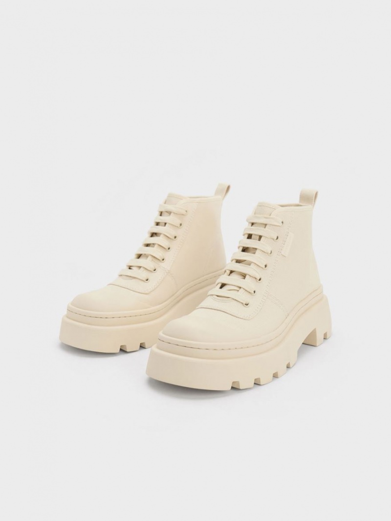 Charles & Keith Canvas Hohe Sneaker Beige | 826HCQUOR