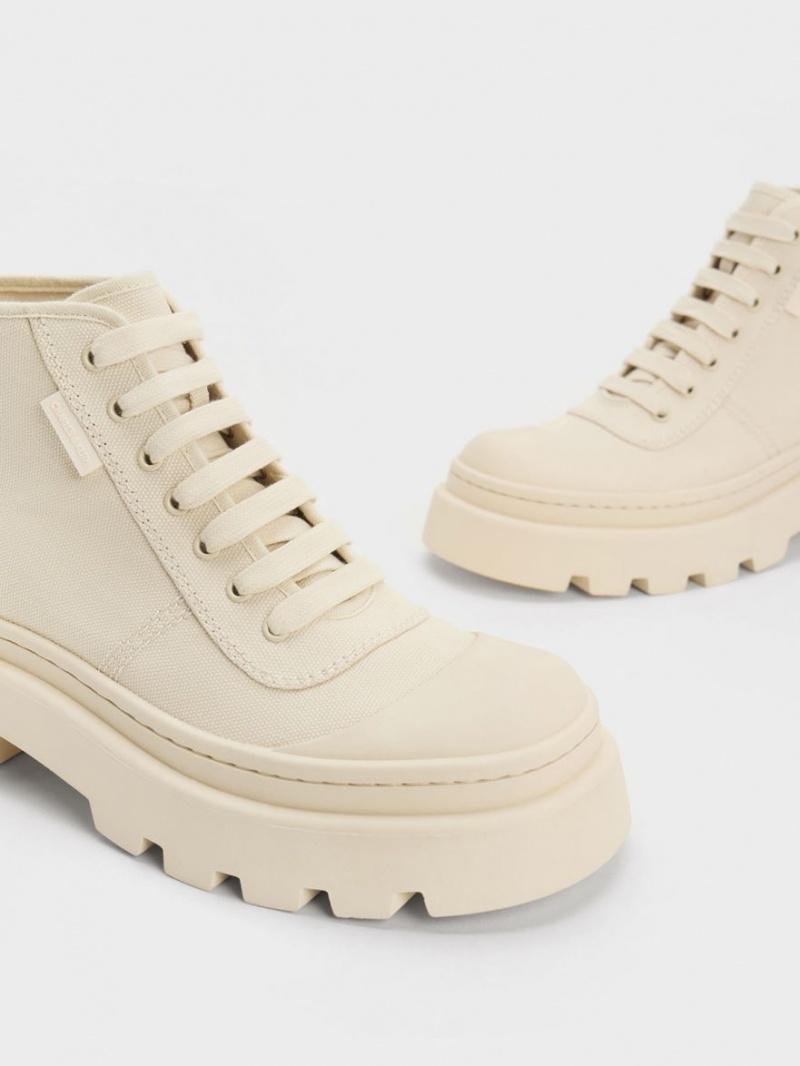 Charles & Keith Canvas Hohe Sneaker Beige | 826HCQUOR