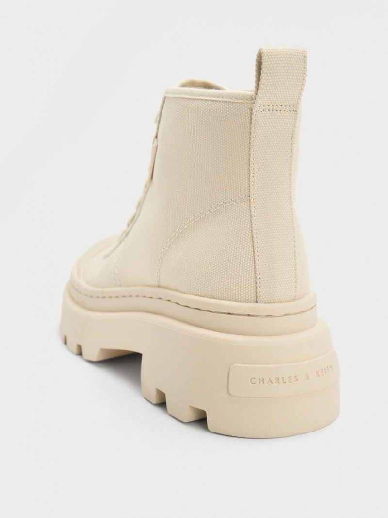 Charles & Keith Canvas Hohe Sneaker Beige | 826HCQUOR