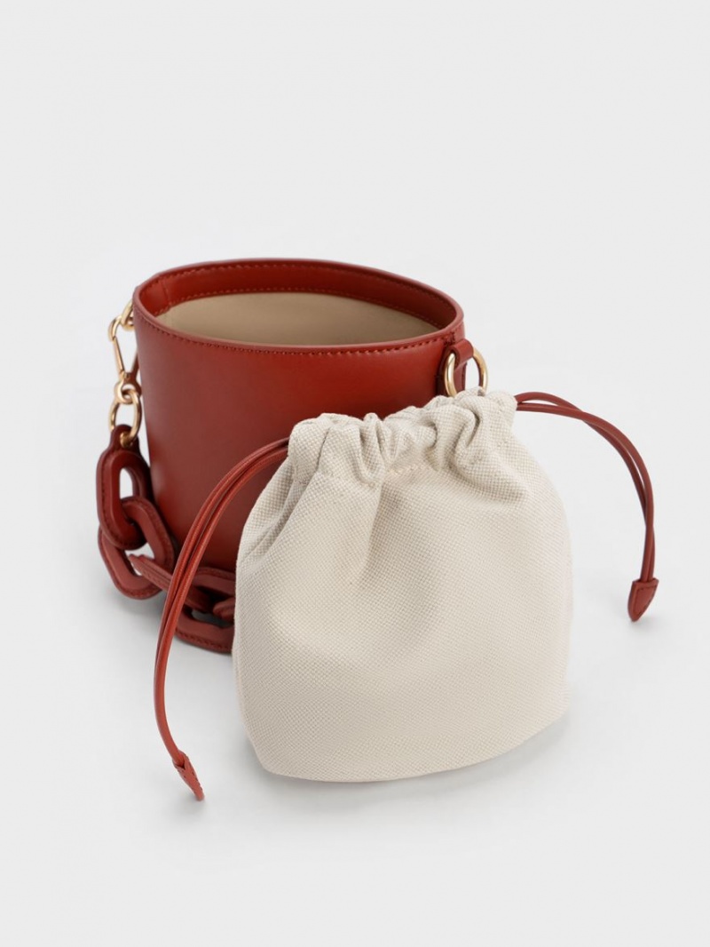 Charles & Keith Catena Bucket Tasche Dunkelrot | 417HFRSMB