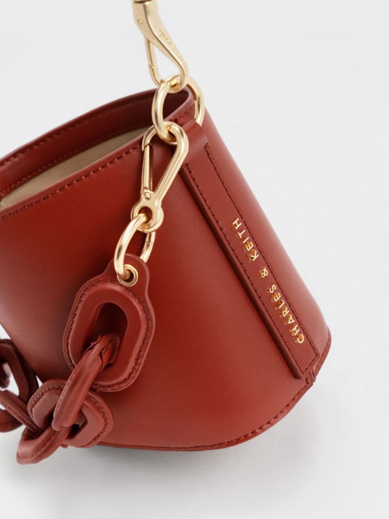 Charles & Keith Catena Bucket Tasche Dunkelrot | 417HFRSMB