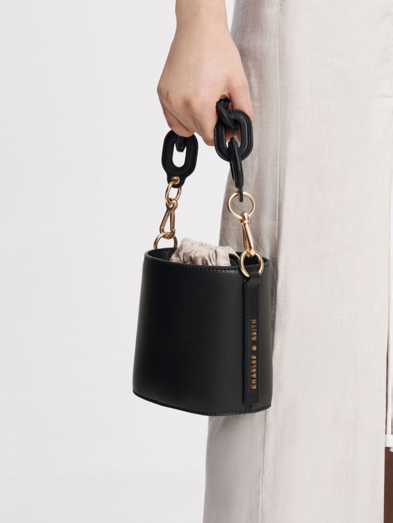 Charles & Keith Catena Bucket Tasche Schwarz | 163GQWAPL