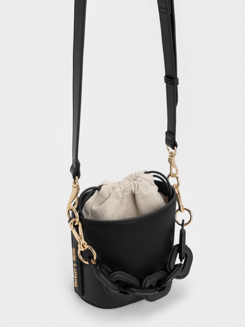 Charles & Keith Catena Bucket Tasche Schwarz | 163GQWAPL