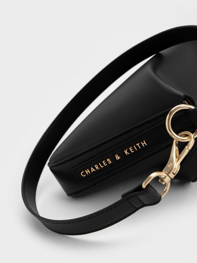 Charles & Keith Catena Chain Handtasche Schwarz | 864LISHPN