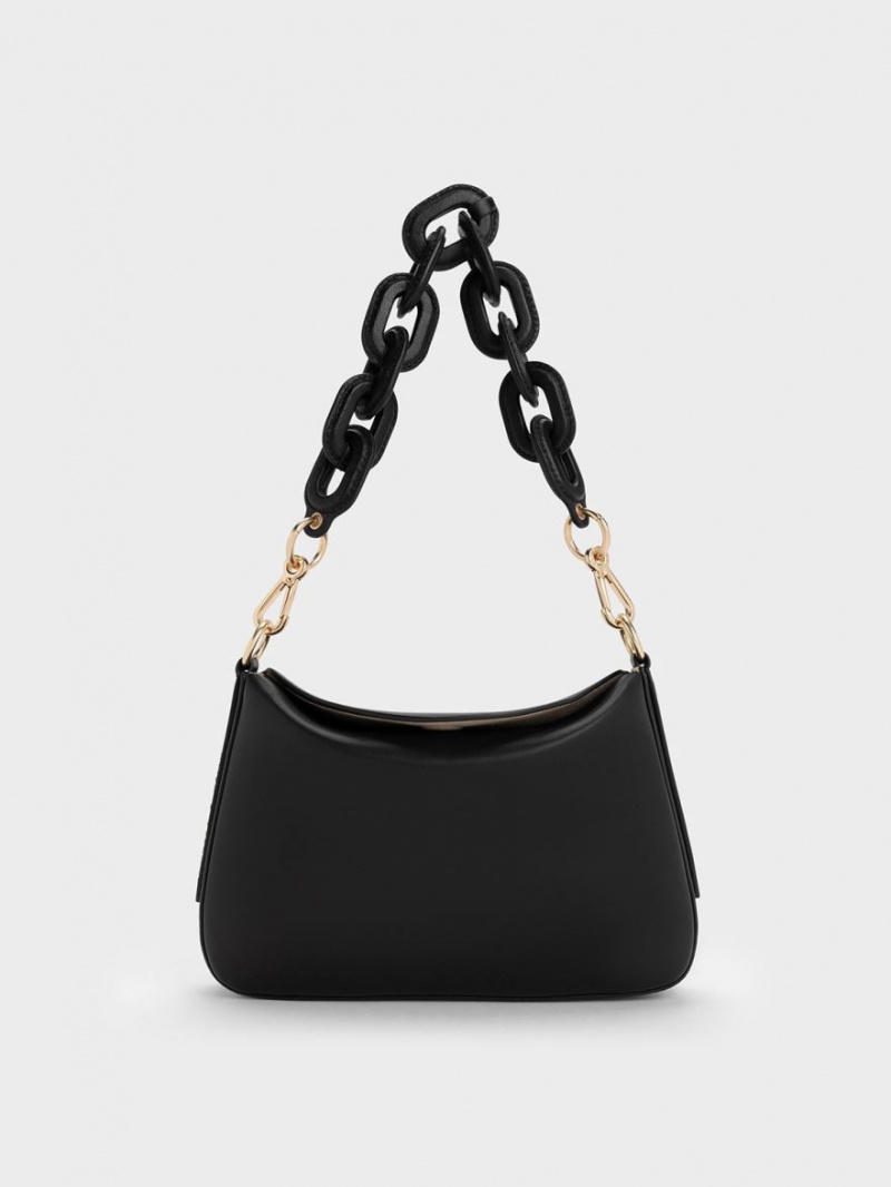 Charles & Keith Catena Chain Handtasche Schwarz | 864LISHPN