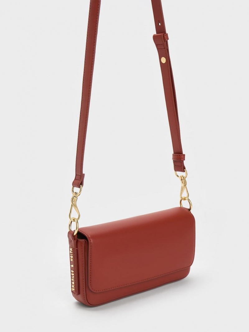 Charles & Keith Catena Front Flap Tragetaschen Dunkelrot | 093NQOMVB