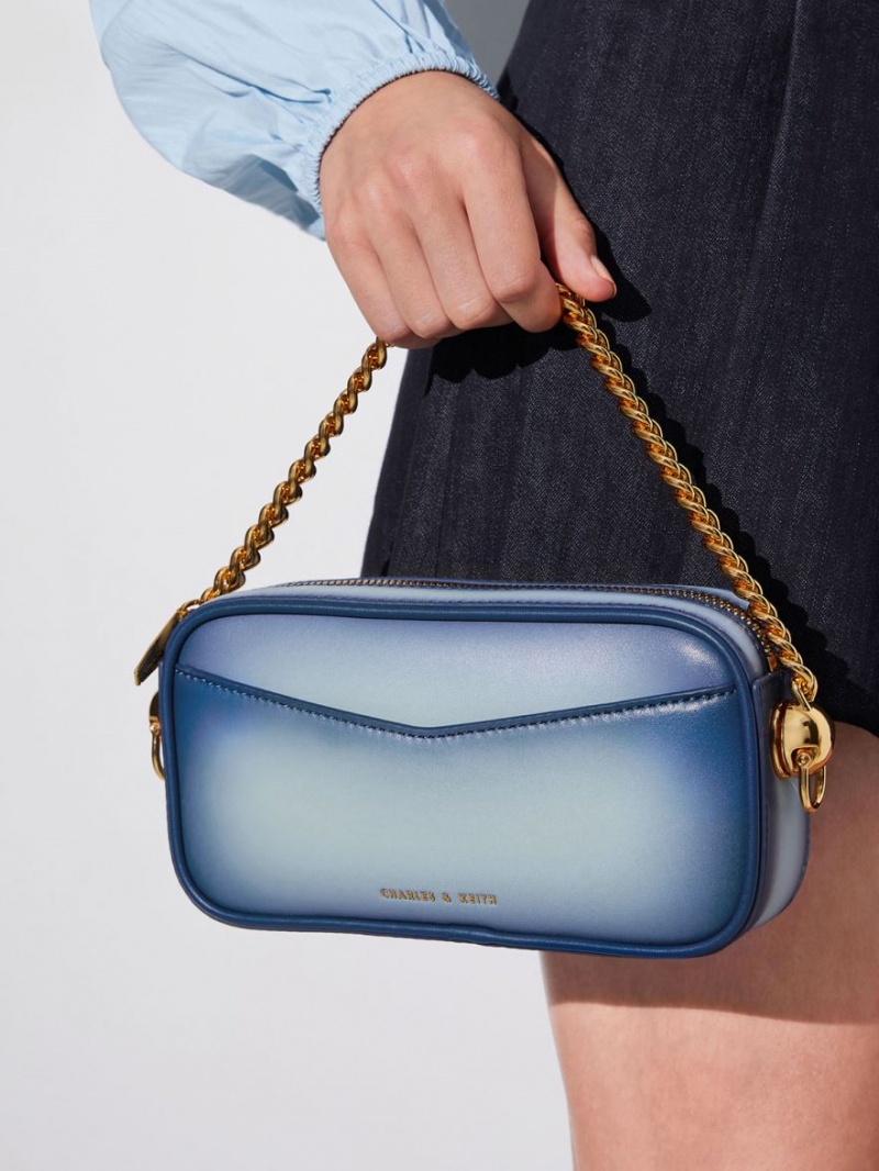 Charles & Keith Cayce Ombre Boxy Crossbody Taschen Navy | 263ZYHXOP