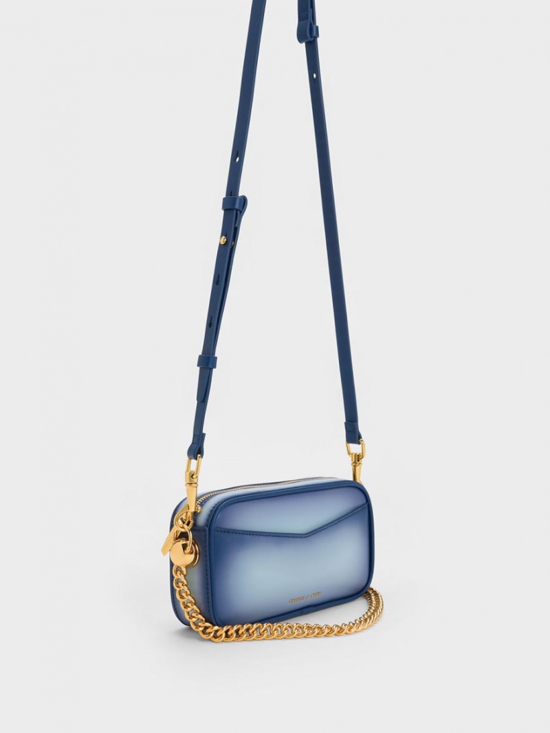 Charles & Keith Cayce Ombre Boxy Crossbody Taschen Navy | 263ZYHXOP