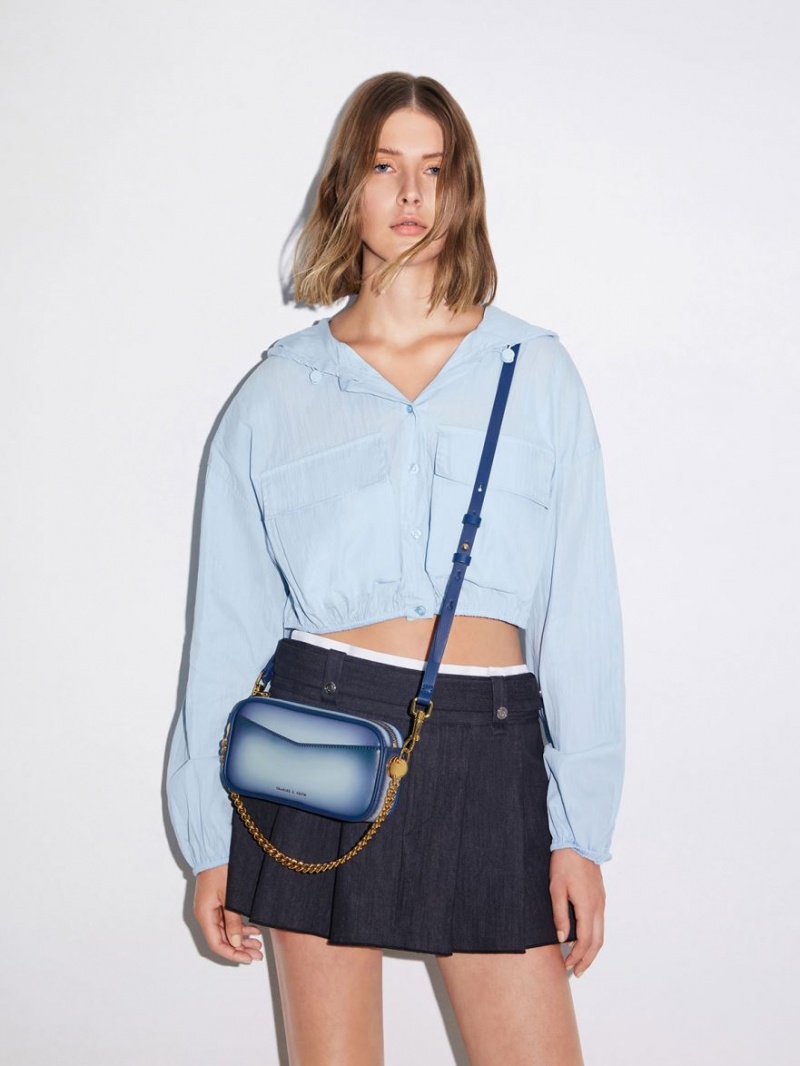 Charles & Keith Cayce Ombre Boxy Crossbody Taschen Navy | 263ZYHXOP