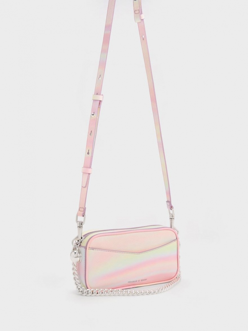 Charles & Keith Cayce Swirl-Print Boxy Crossbody Taschen Rosa | 237IMDRKU