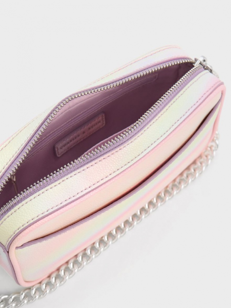 Charles & Keith Cayce Swirl-Print Boxy Crossbody Taschen Rosa | 237IMDRKU