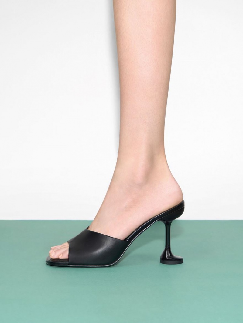 Charles & Keith Celestine Sculptural Heel Mules Schwarz | 952OYNIGA