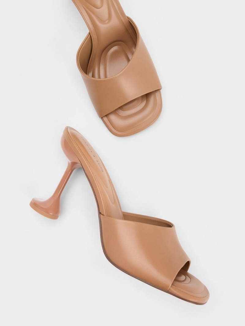 Charles & Keith Celestine Sculptural Heel Mules Braun | 107RTEILS