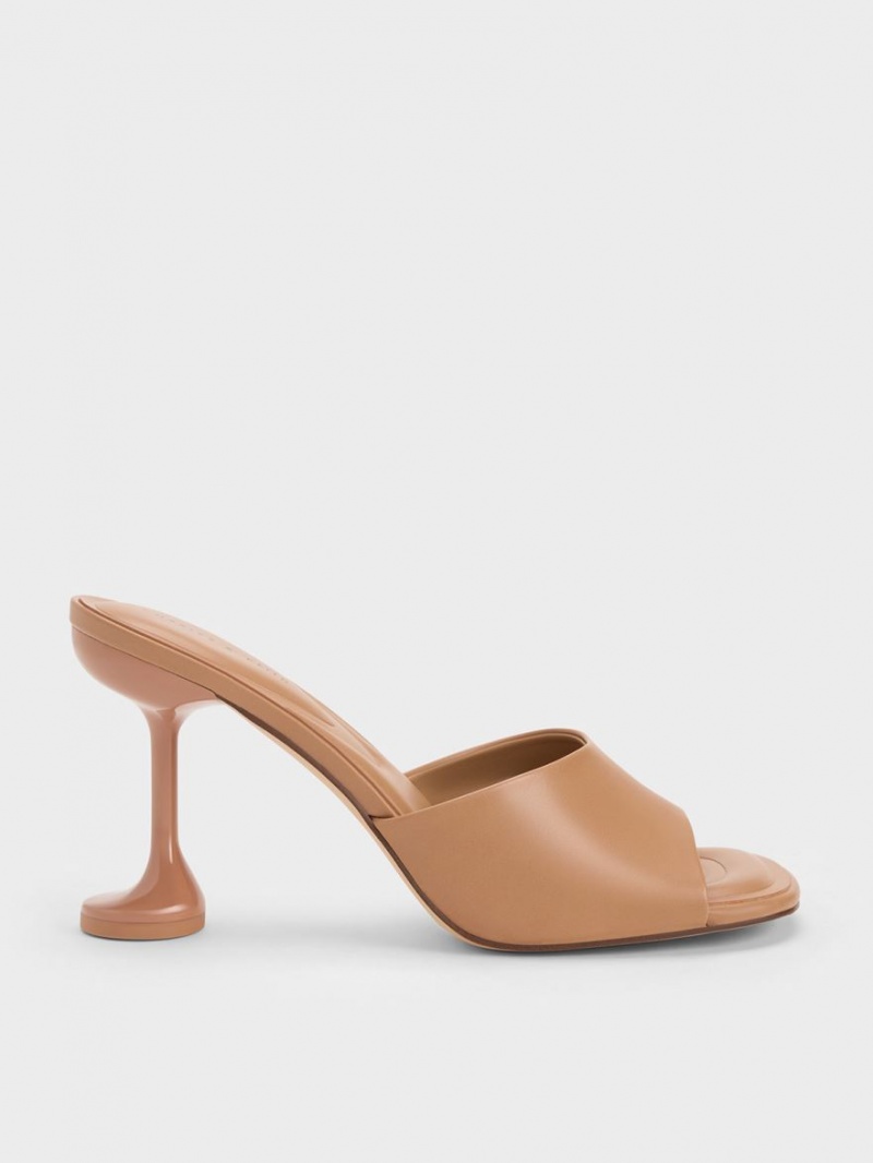 Charles & Keith Celestine Sculptural Heel Mules Braun | 107RTEILS