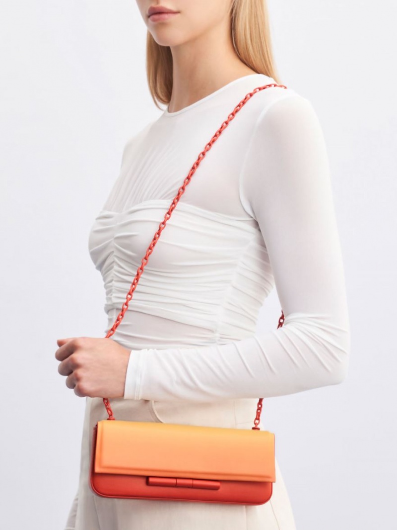 Charles & Keith Cesia Chain Riemen Schultertaschen Orange | 345RKFLMX