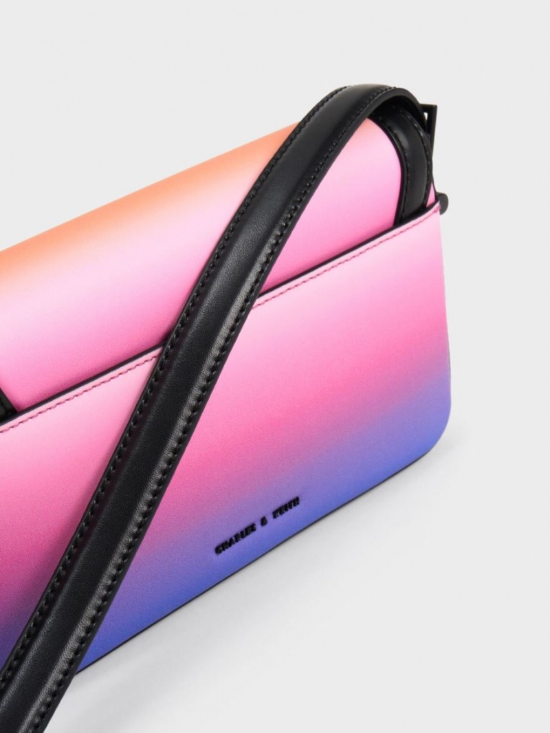 Charles & Keith Cesia Holographic Crossbody Taschen Rosa | 805MLQSCY