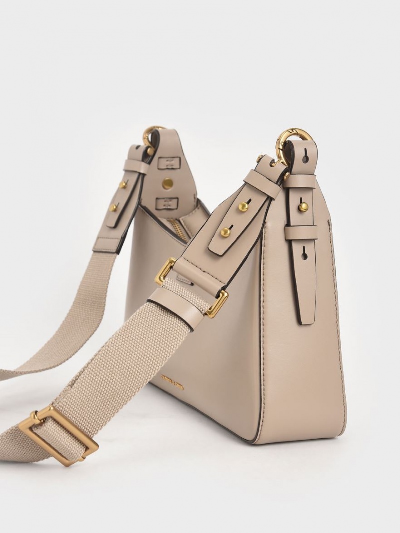 Charles & Keith Chain Handle Schultertaschen Beige | 243YOGQXE