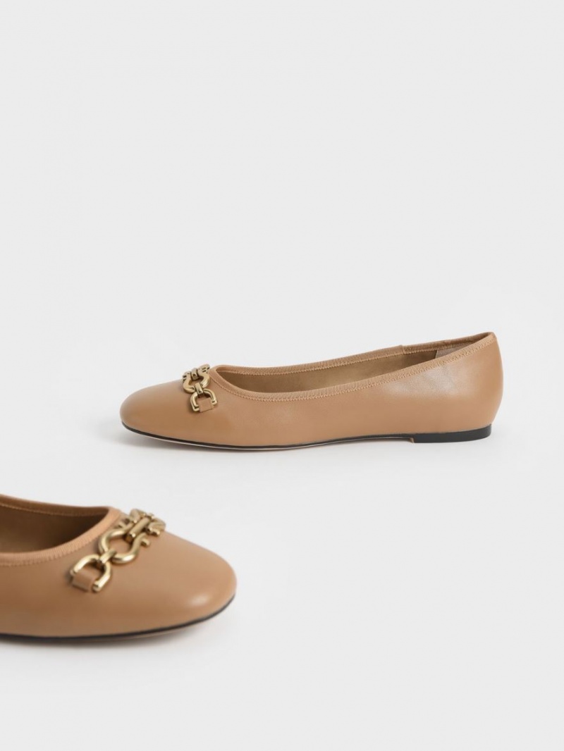 Charles & Keith Chain Link Ballerinas Braun | 295DSOMIC