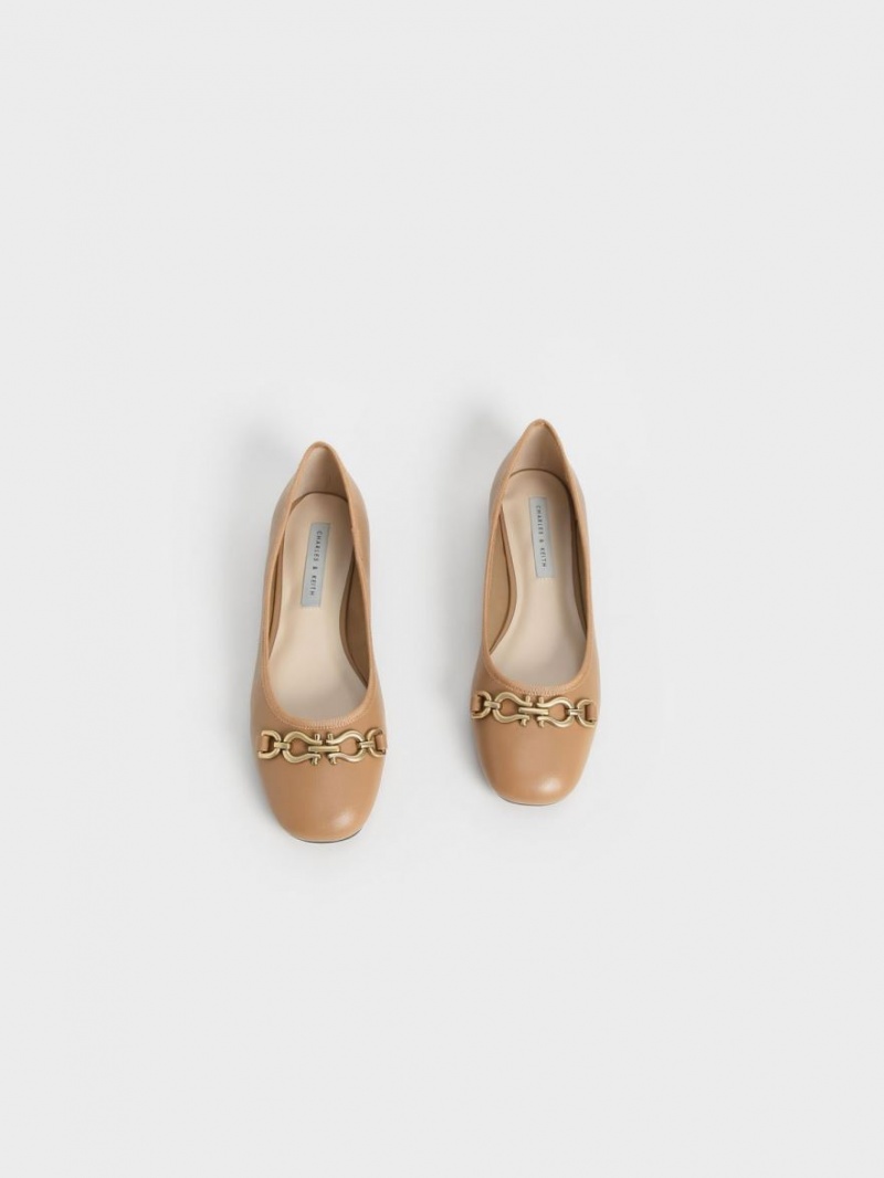 Charles & Keith Chain Link Ballerinas Braun | 295DSOMIC