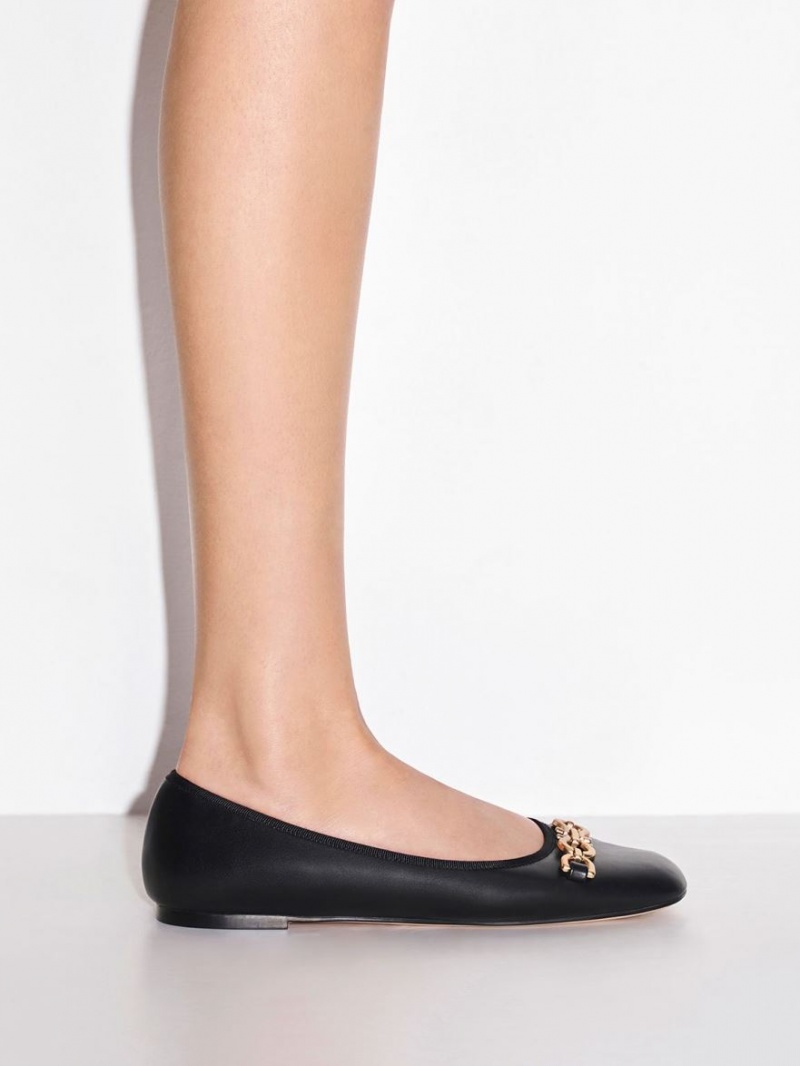 Charles & Keith Chain Link Ballerinas Schwarz | 749SZRHNM