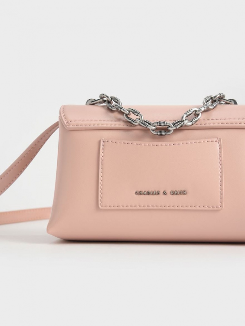 Charles & Keith Chain Riemen Envelope Crossbody Taschen Rosa | 261WJKAXN