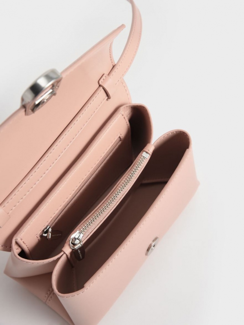 Charles & Keith Chain Riemen Envelope Crossbody Taschen Rosa | 261WJKAXN