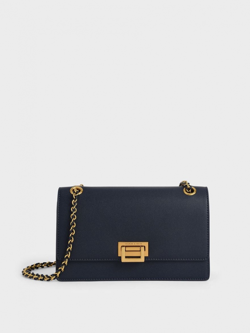 Charles & Keith Chain Schultertaschen Navy | 164JFKBAV