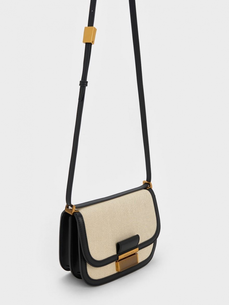 Charles & Keith Charlot Canvas Crossbody Taschen Beige | 682VYPFKQ