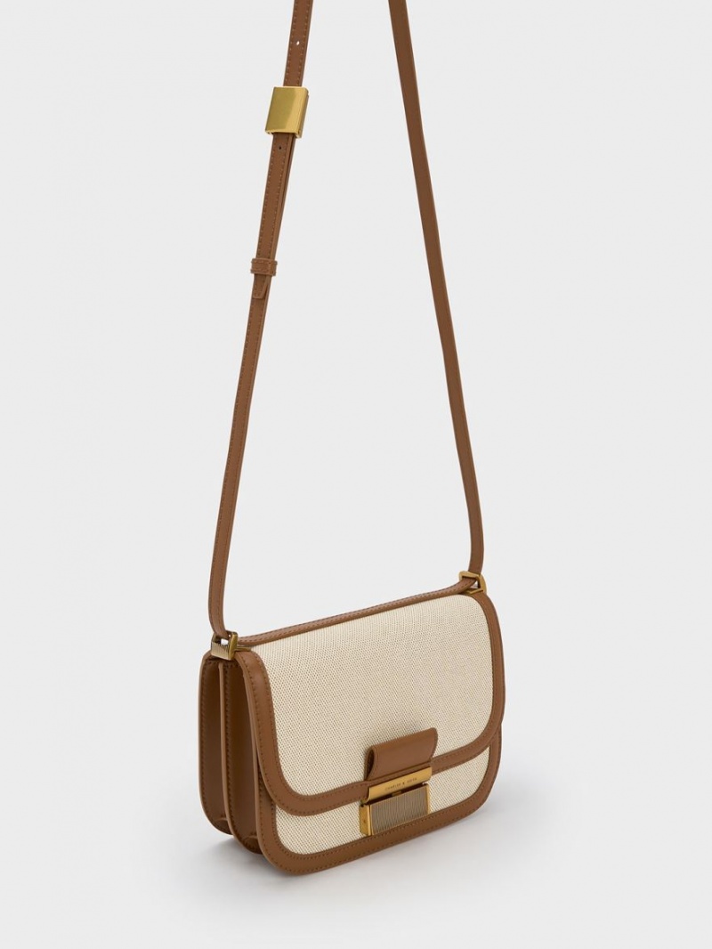 Charles & Keith Charlot Canvas Crossbody Taschen Braun | 495YGRCQV