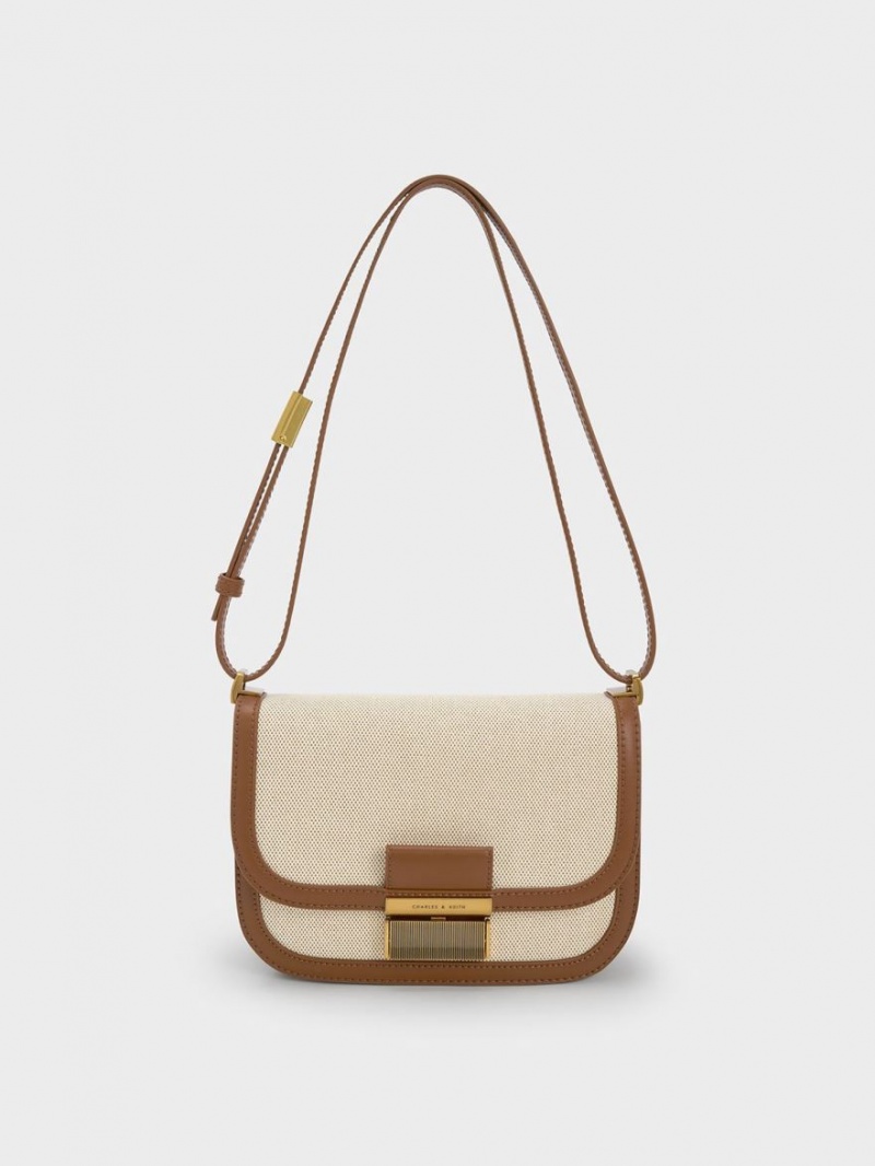 Charles & Keith Charlot Canvas Crossbody Taschen Braun | 495YGRCQV