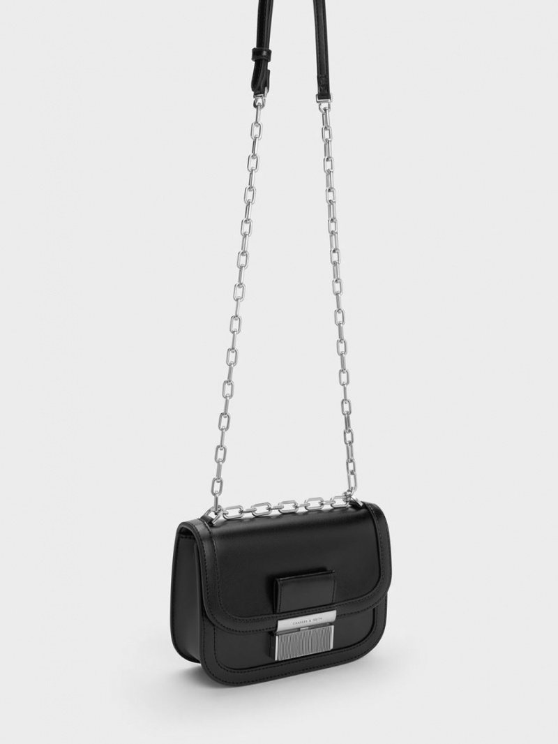 Charles & Keith Charlot Chain Riemen Schultertaschen Schwarz | 831LQTADU