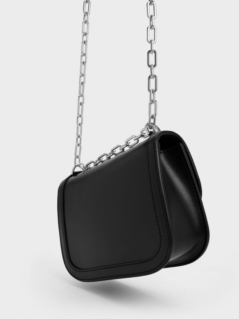 Charles & Keith Charlot Chain Riemen Schultertaschen Schwarz | 831LQTADU