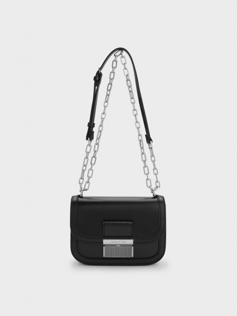 Charles & Keith Charlot Chain Riemen Schultertaschen Schwarz | 831LQTADU