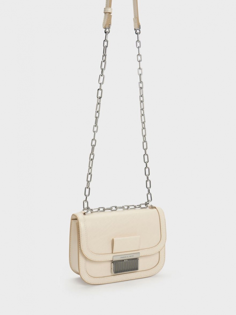 Charles & Keith Charlot Chain Riemen Schultertaschen Beige | 967HUSCYW